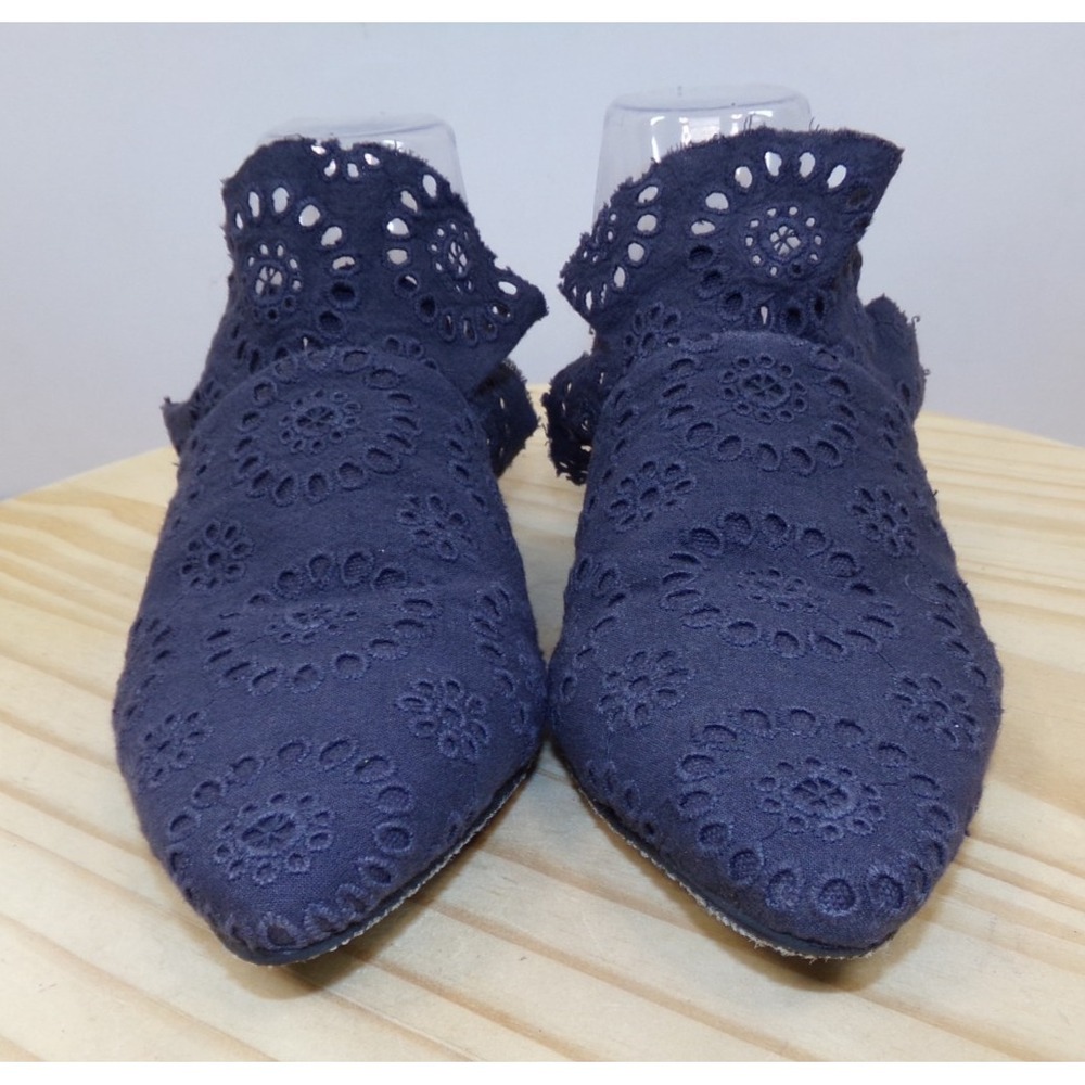 Free People Eyelet Sienna Slip On Mules Womens‎ Blue Size 6.5 / 37 Pointy Toe
